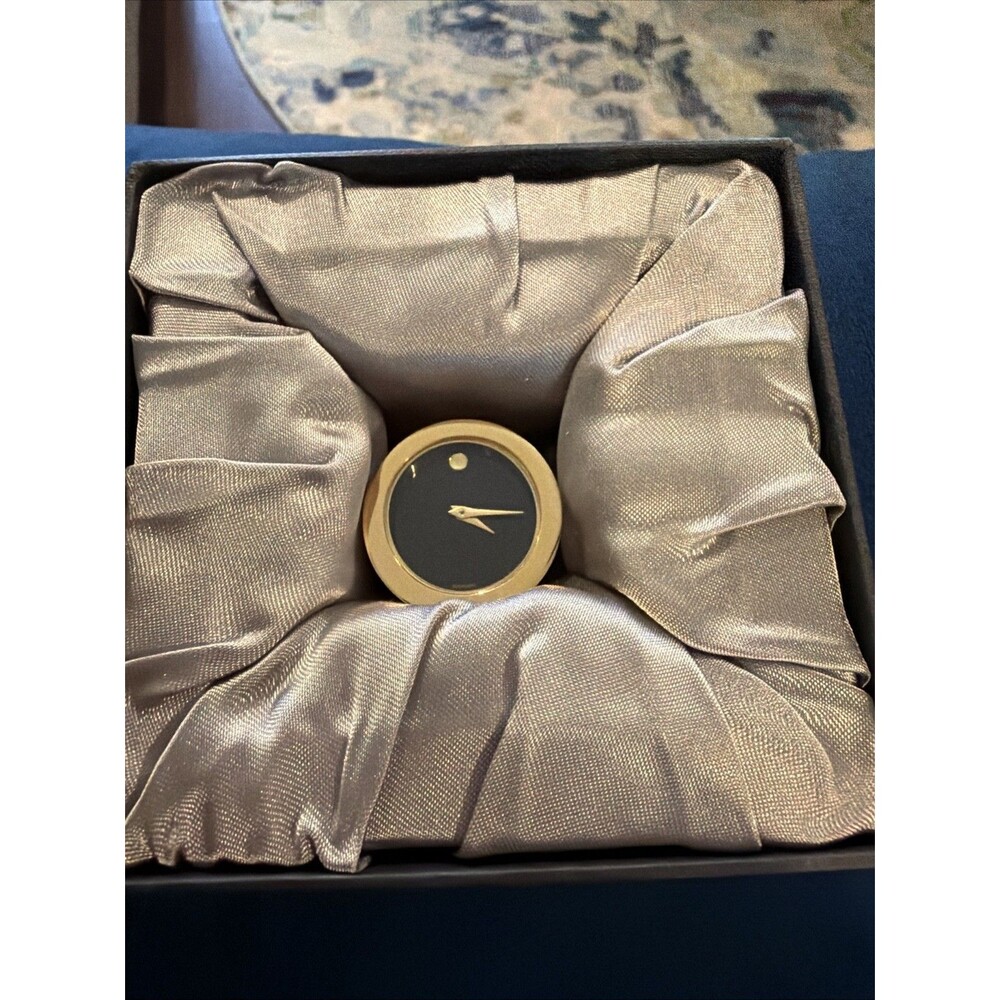 Movado Mini Oblique Miniature Desk Clock Chrome Silver New Battery